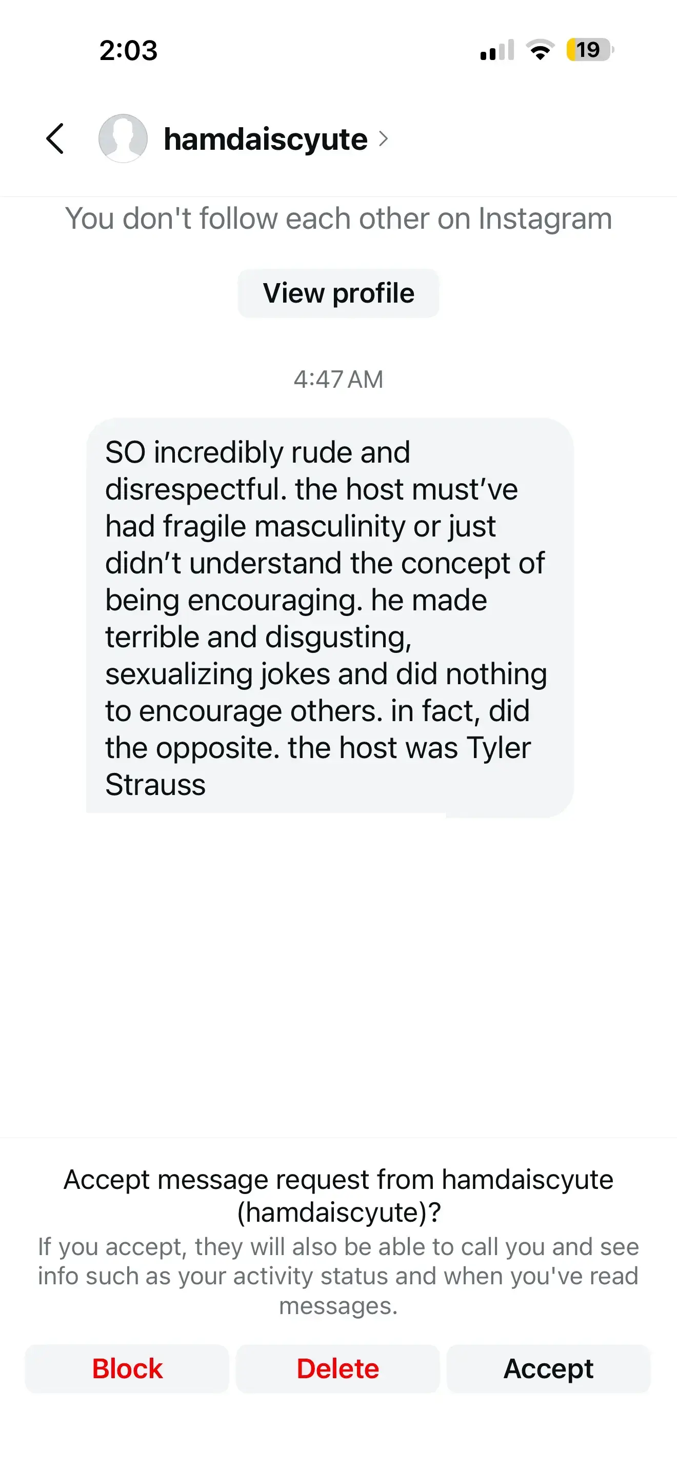 Instagram hate comment evidence 1