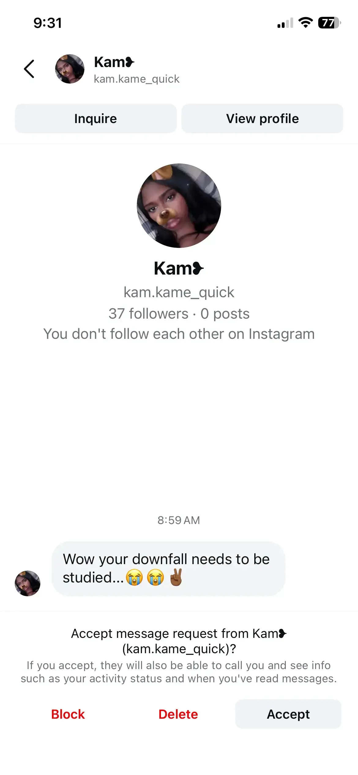 Instagram hate comment evidence 12