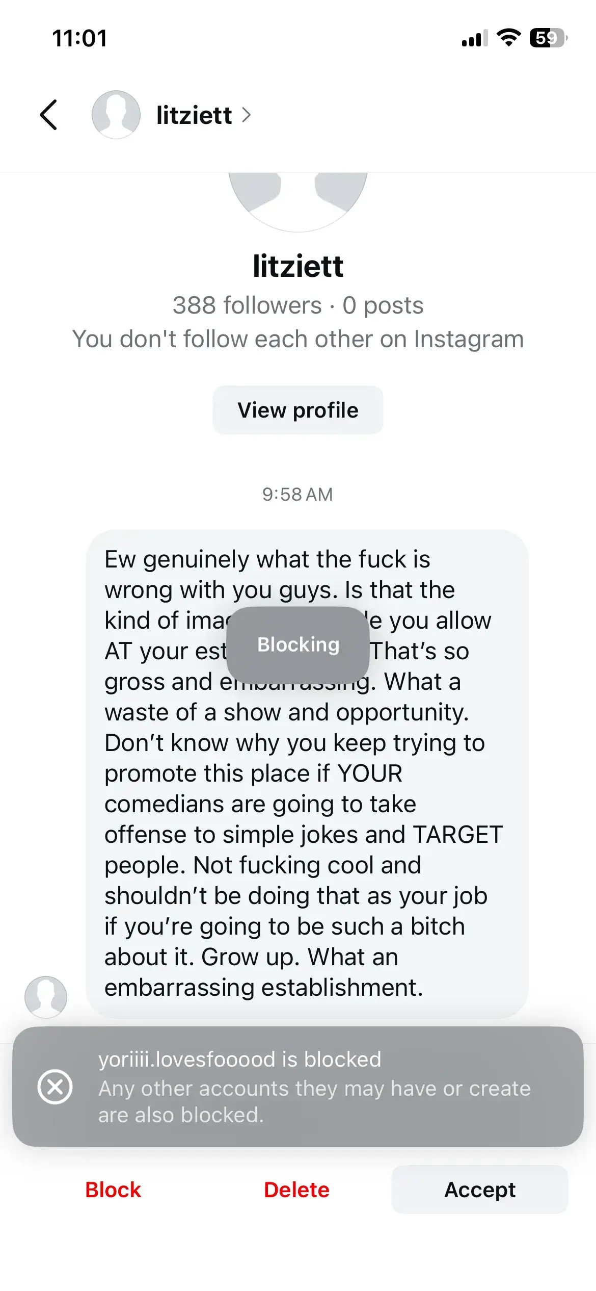 Instagram hate comment evidence 14