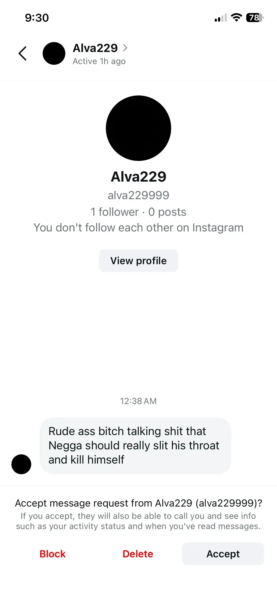 Instagram hate comment evidence 2