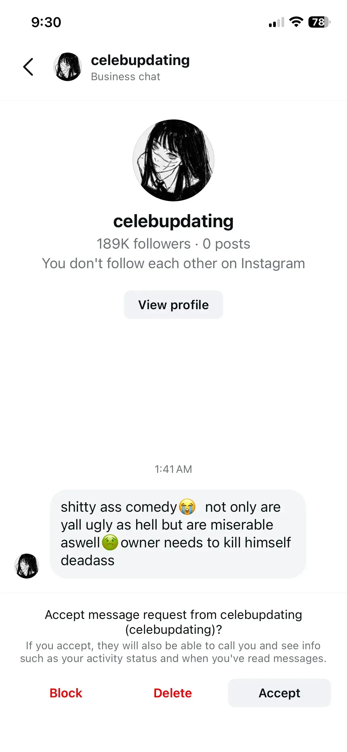 Instagram hate comment evidence 3