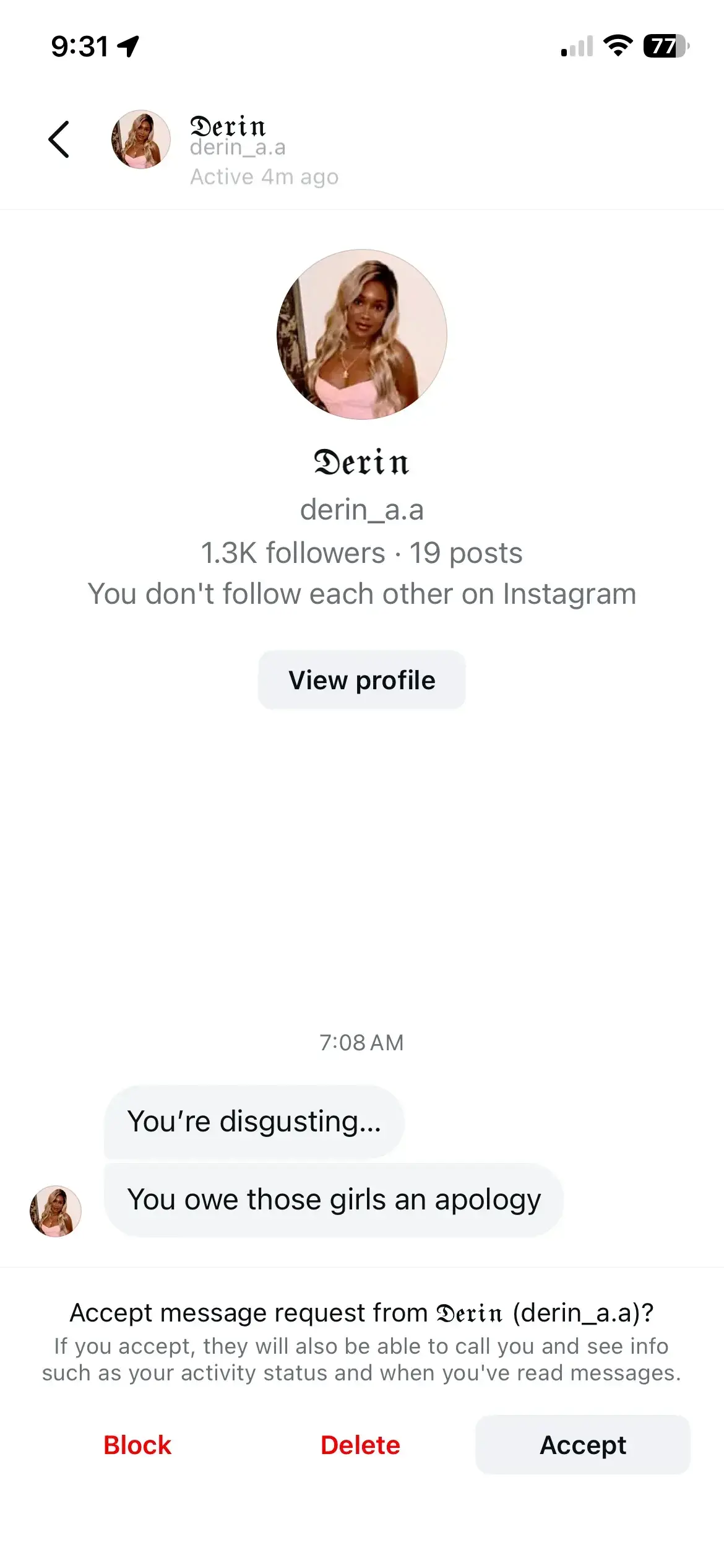 Instagram hate comment evidence 8